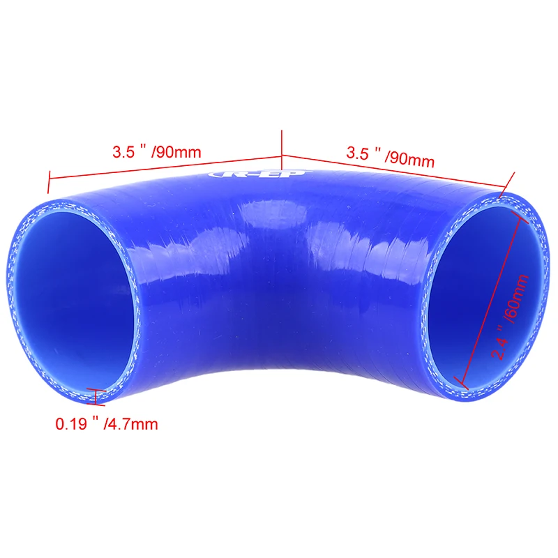 Posbay Универсальный Автомобильный силиконовый шланг постоянного диаметра, муфта турбо-Редукторная труба синего цвета 38-89 мм 1,5 ''-3,5'' 90 градусов