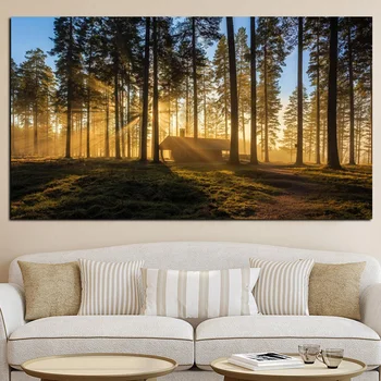 

Big Size Print Woods Mountain Forests Reveal Morning Sun Kyoto Japan Canvas Art Painting Wall Picture for Living Room Cuadros