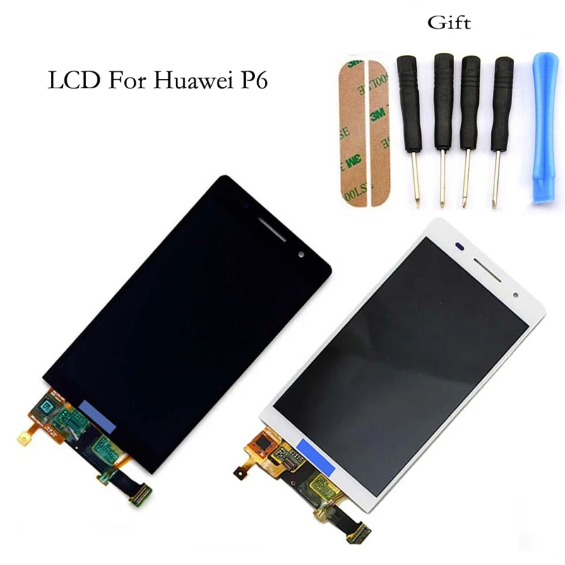 White Black Original Mobile Phone LCD For Huawei P6 4.7 inch LCD wish Touch Screen Digitizer Assembly For Huawei p6 lcd