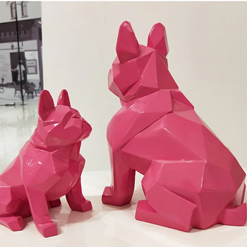 Большой размер, 13 цветов, креативная нордическая абстрактная Геометрическая статуя собаки из смолы, Современная Минималистичная скульптура французского бульдога, орнамент