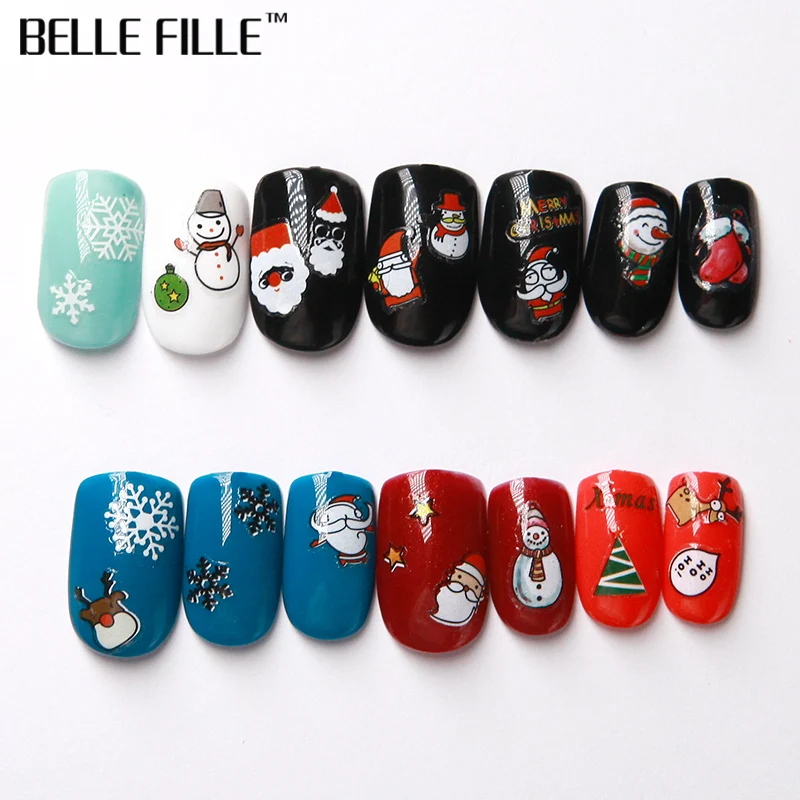 Belle Fille наклейка для ногтей Merry Christmas Art украшения слайдер клей водяные наклейки DIY