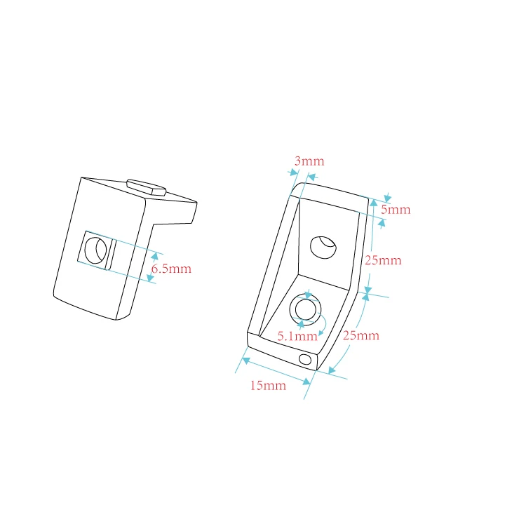 Промышленный алюминиевый разъем DIY под прямым углом алюминиевая угловая Скоба 1515 алюминиевый фитинг 1525 15 мм x 20 мм 15 мм x 25 мм