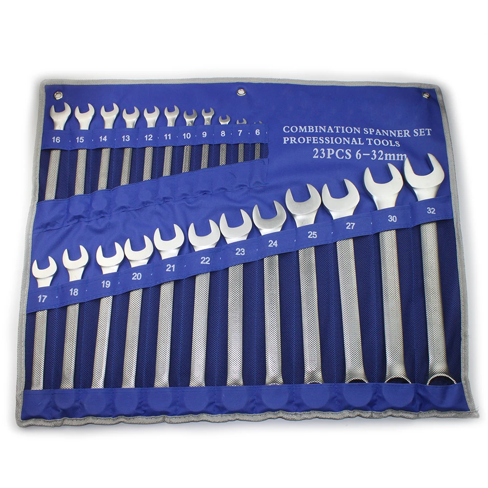 23 pcs combo wrench set, spanner set, open and box end, metric mm 6