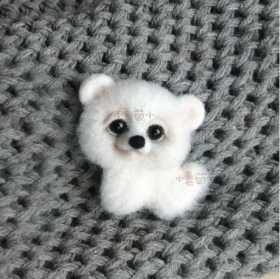 Samoye than bear Pet Dog Brooch French Bulldog wool needlepoint kit wool felt needle felting decoration craft needlecraft DIY
