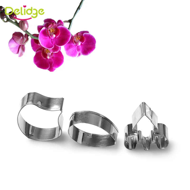 Delidge 3 шт./компл. резак для печенья из нержавеющей стали 3D в виде бабочки орхидеи