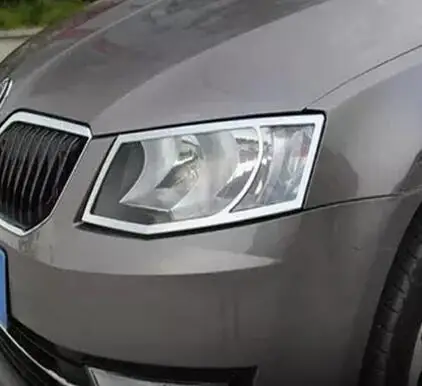 2 шт. abs хромированные, для передних фар головного света Накладка для Skoda Octavia A7 2014 2015 2016