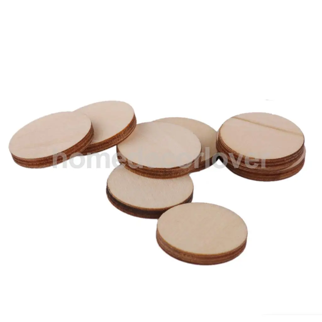

100x Unfinished Round Circle Wooden Embellishment for Cardmaking DIY 20x3mm