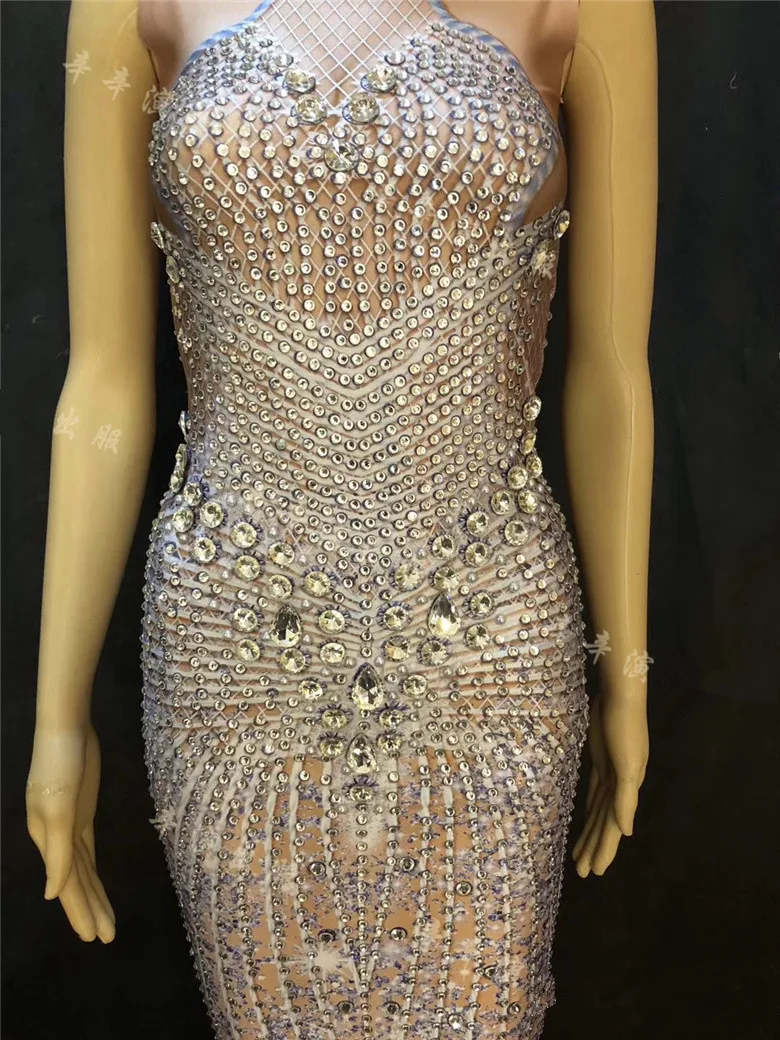 Hôtes Robe Partie Sexy Danse Costume De Dj Célébration Diamants Femmes D'hôtes Nouveau Adulte 2019 Chanteur D'été Longue D'anniversaire wx4nqFIR