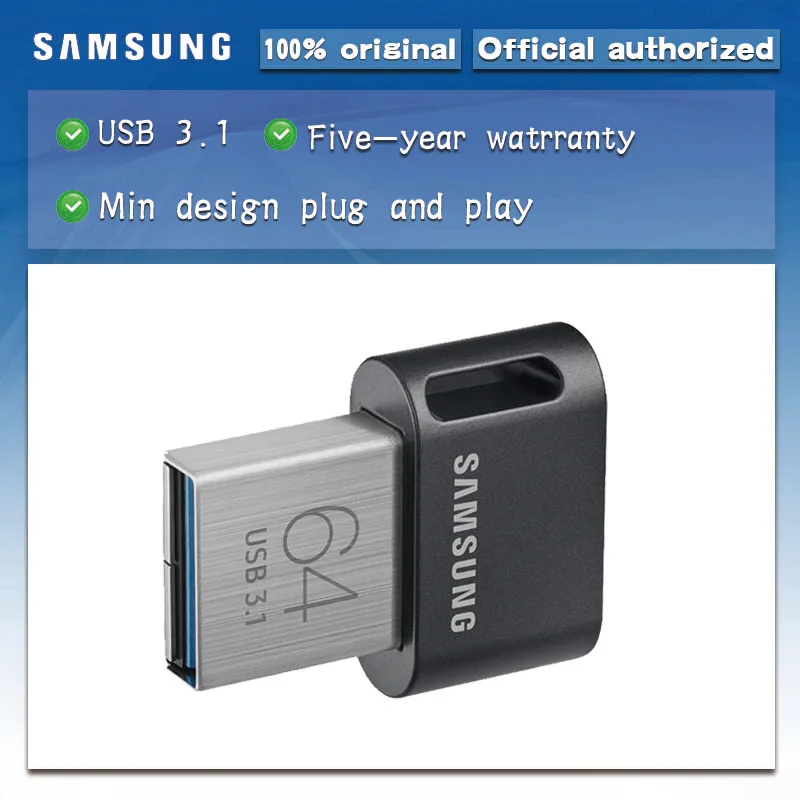 

SAMSUNG FIT Plus USB Flash Drive 32G 64G 128G 256G Pen Drive Tiny Memory Stick Storage Device USB3.1 U Disk Mini Flashdrive