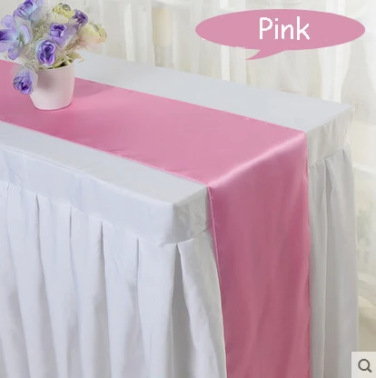 Hot 10pcs/lot Wedding Party Decoration 30*275cm Red/Pink/Blue 16 colors Satin Table Runner Ceremoney Event Kids Birthday Decor - Цвет: pink