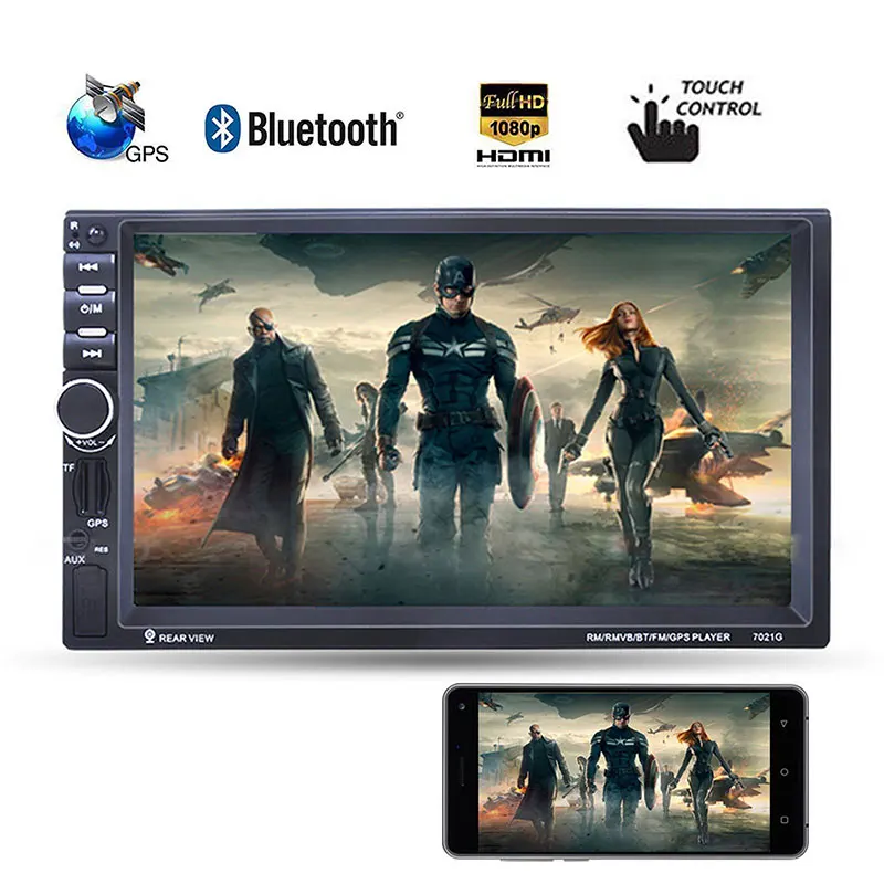 

7" 2 Din Car Radio GPS Navigation Car Stereo Radio MP5 MP3 Player Touch Screen 4x50W Bluetooth Navigator Audio Autoradio