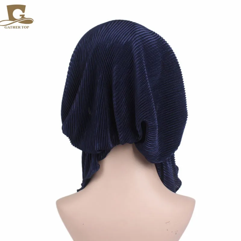 Новая мода женщин рябь платок химиотерапия шляпа тюрбан головы шарфы предварительно завязанные Головные Уборы Бандана Tichel для рака тюрбан