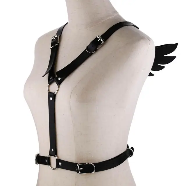 Gothic Leather Wings harness Body Chain  2