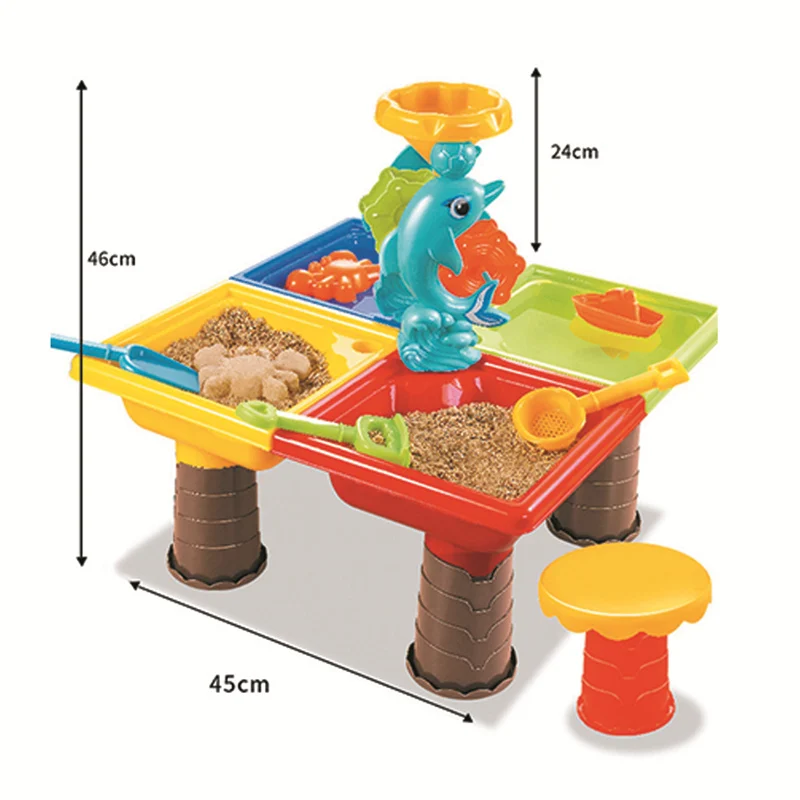  Children's Beach Table Sand Pool Set Summer Sand Water Play Toys Outdoor Playing Toys Baby Water Sa