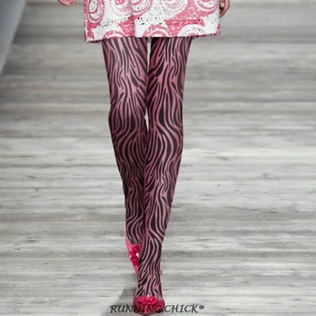 

Pink zebra print pantyhose autumn and winter women popular stockings