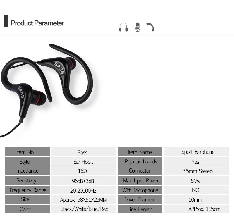 Басовые наушники,, ушные крючки, спортивные наушники для бега, для телефонов, Xiaomi, iPhone, Samsung, IOS, Android, гарнитура для телефона
