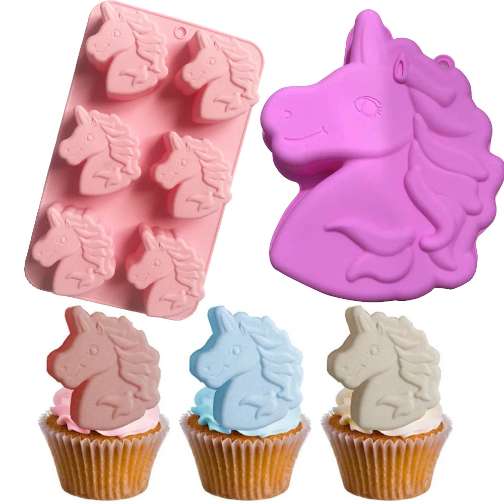 

3D Unicorn Pony Silicone Cake Mold Soap Chocolate Mould Large Cake Decorating Tools Bread Baking Pans Gumpaste Mould Cake Pan