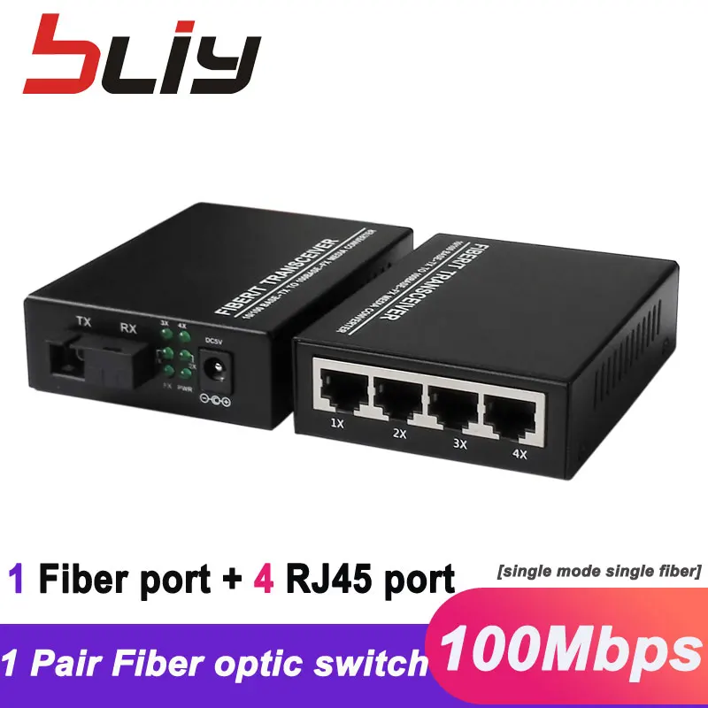 Bliy лучший коммутатор ethernet с 5 портами однопроводный оптоволоконный 4 медными на 1