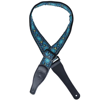 

XFDZ PUNK Flower printing Guitar strap For Acoustic and Electric Guitar Blue