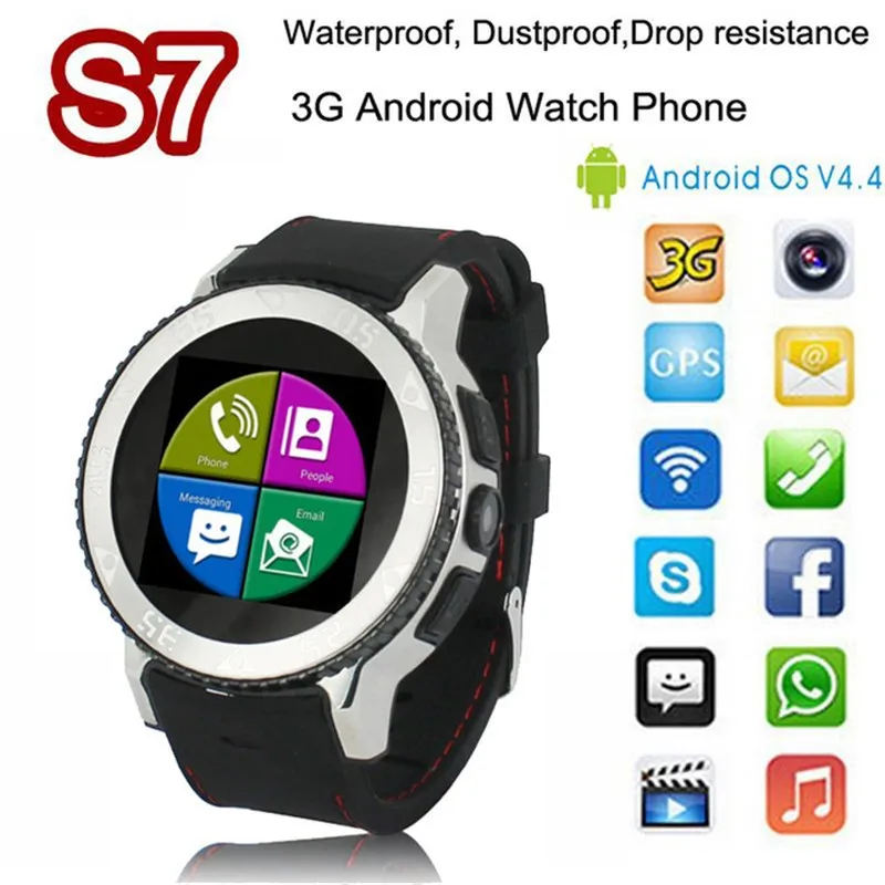 

3G SmartWatch Android Phone Battery 500 mAh 5MP Front Camera Bluetooth WIFI GPS 512GB+8GB Waterproof Watches Men S7 Smart Watch