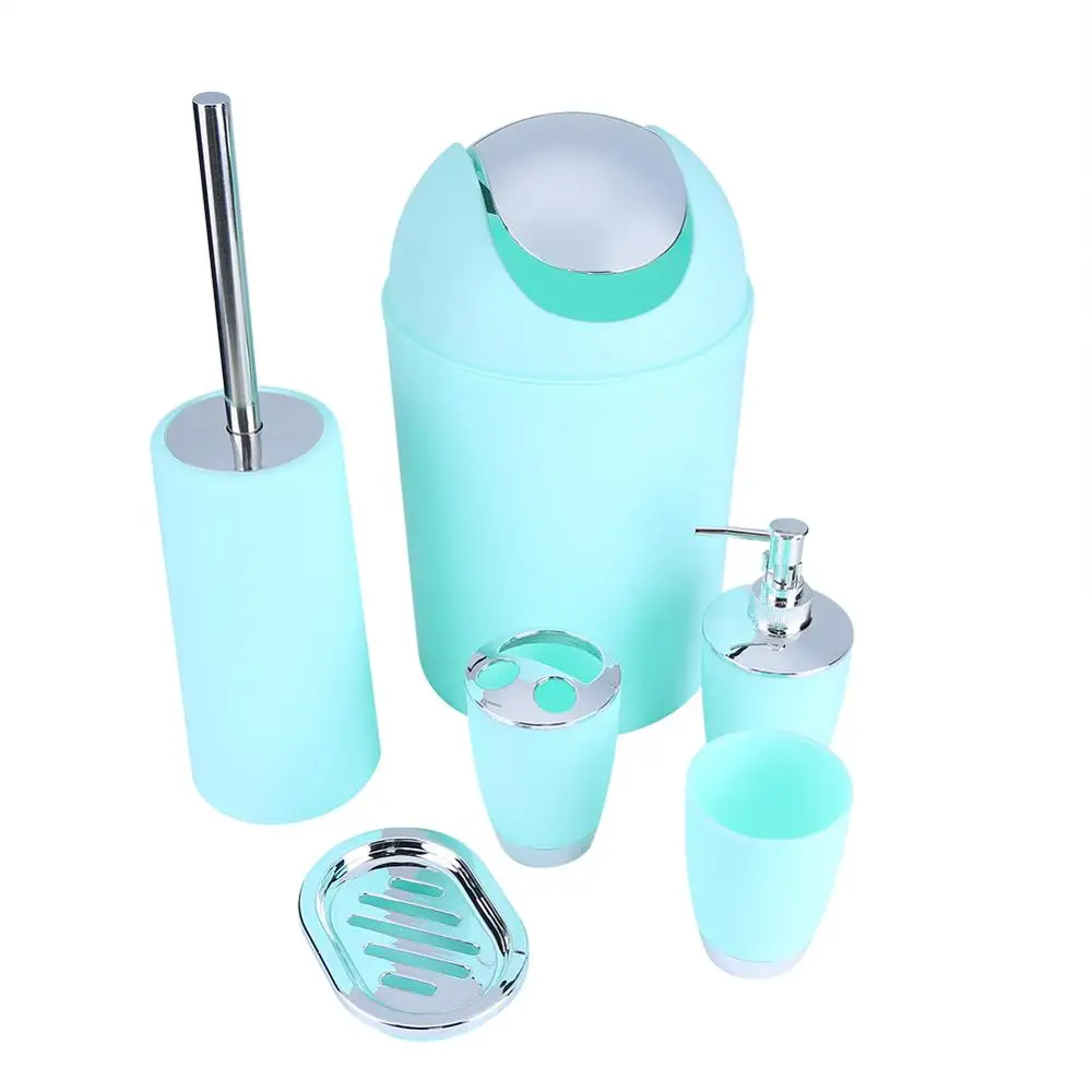 

6PCS/set Bathroom Accessory Set Bin Soap Dish Cup Toothbrush Holder Toilet Brush Suitable for display position Bathroom
