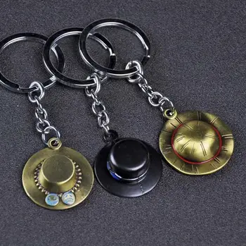 

Anime One Piece Luffy Hat Keychain Toy Key Ring One Piece Thousand Sunny Pirate Ship toy Banner Pendant Necklace Key chain Toys