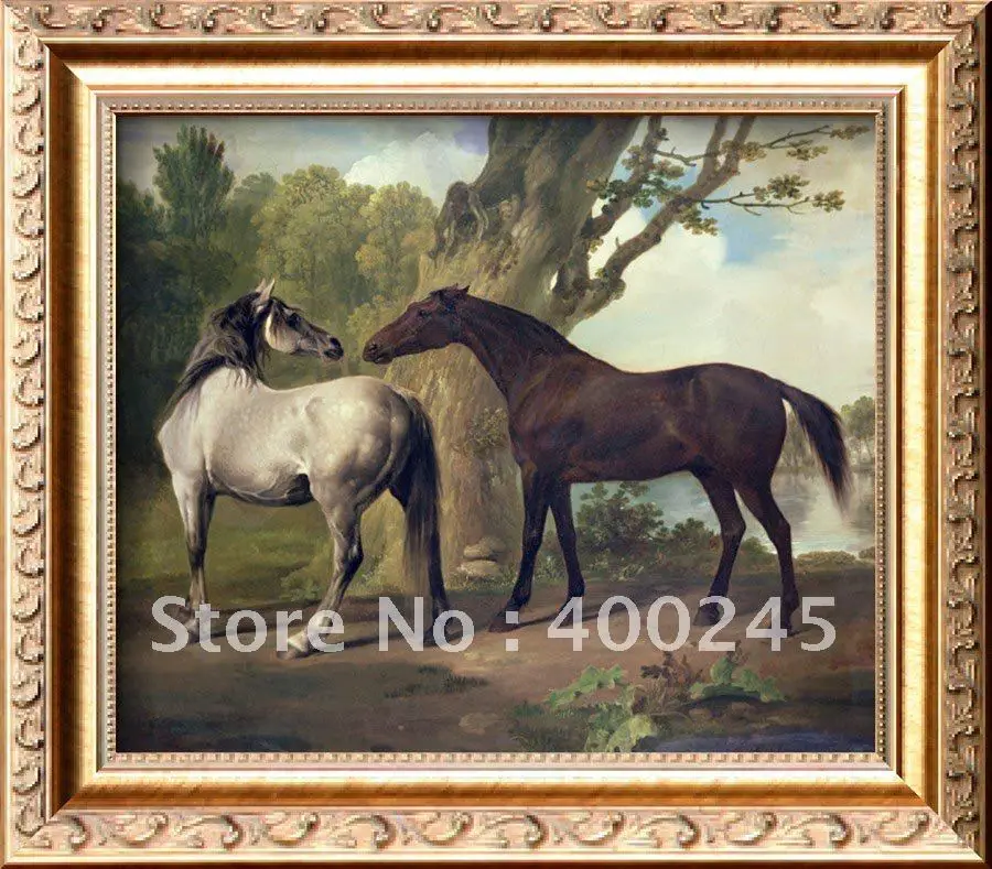 Картина маслом животных на холсте две лошади в ландшафте Джордж Стаббс живопись ручная работа++ Высокое качество