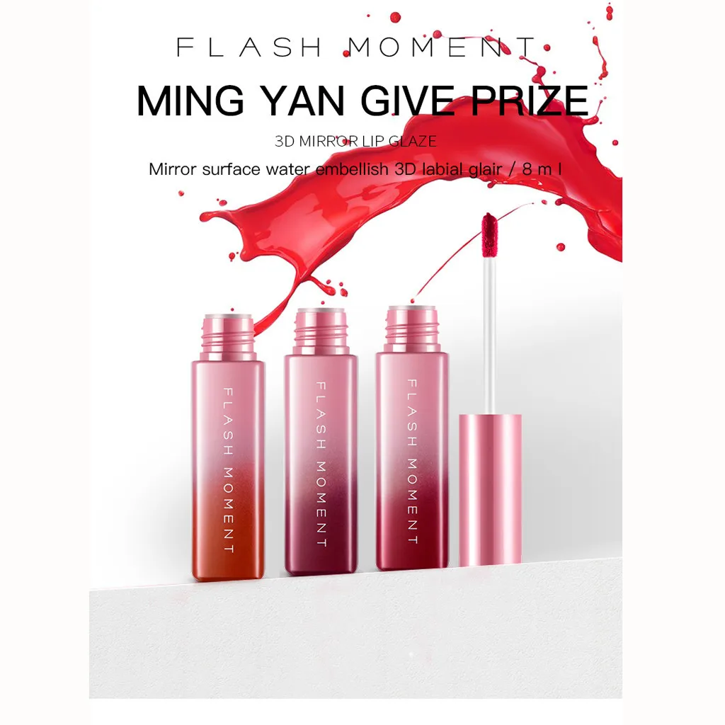 

FlashMoment maquillajes para mujer Mirror Sexy Liquid Lip Gloss Lasting Waterproof Keep 24 Hours pintalabios mate larga duracion