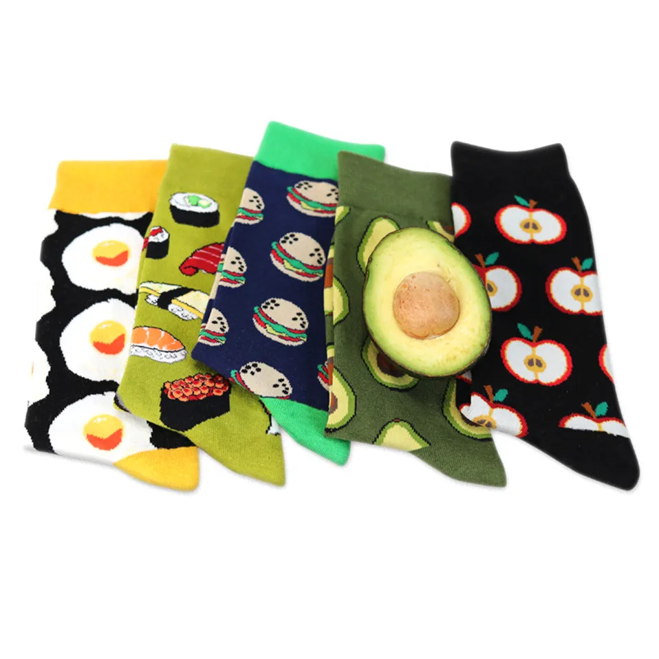 Avocado-Sushi-Omelette-Burger-Apple-Plant-Fruit-Food-Socks-Short-Funny-Cotton-Socks-Women-Winter-Men (3)