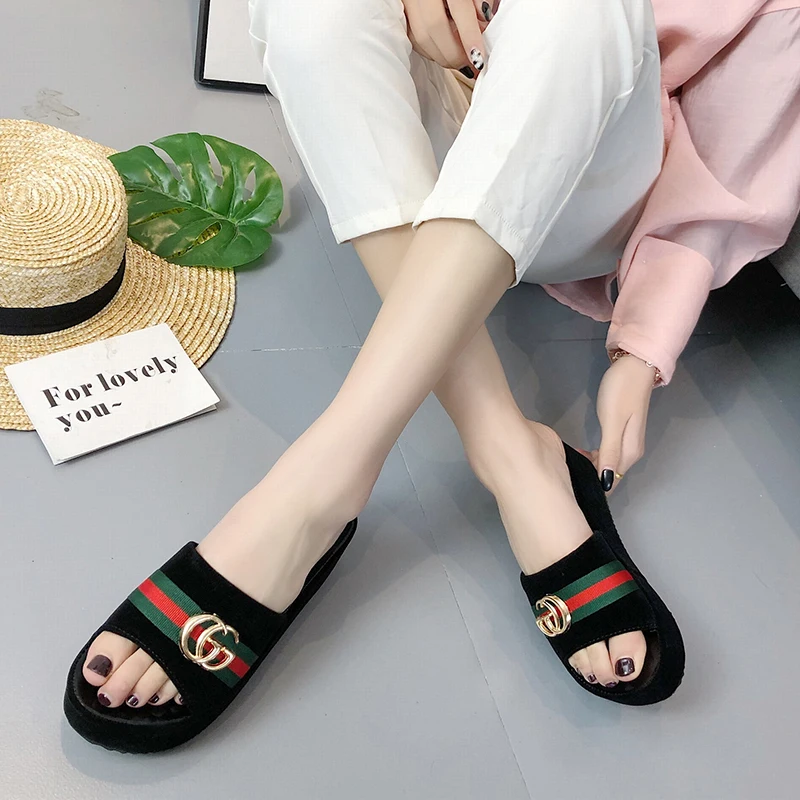 

shoes Woman Summer beach Slippers Wedges Paltform Slides Female Height Increasing Sandals Open Toes High Heel Shoes women