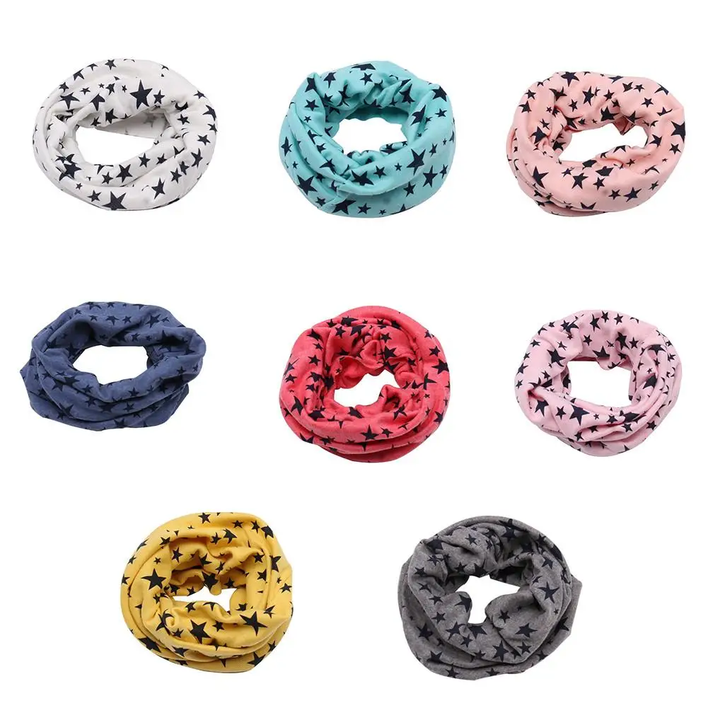 

New Baby Winter Warm Boys Girls Stars Collar Scarf Children O Ring Neck Scarves Stars Printed Snood Outdoor Neck Warmer Scarf