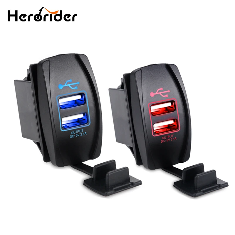 Herorider Автомобиль Мотоцикл Водонепроницаемый 2 Порты и разъёмы Dual USB Зарядное устройство для iPhone samsung 3.1A Мини авто Зарядное устройство Автомобильный адаптер-Зарядное устройство