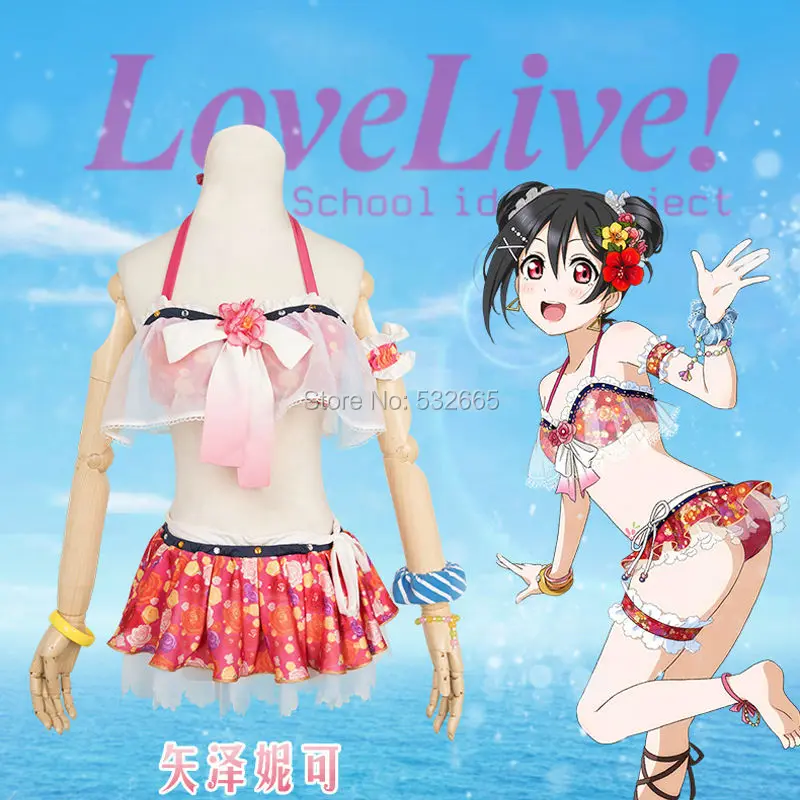 LoveLive! Nico Yazawa Костюм для косплея LoveLive Нико в купальнике Biquini бикини водный
