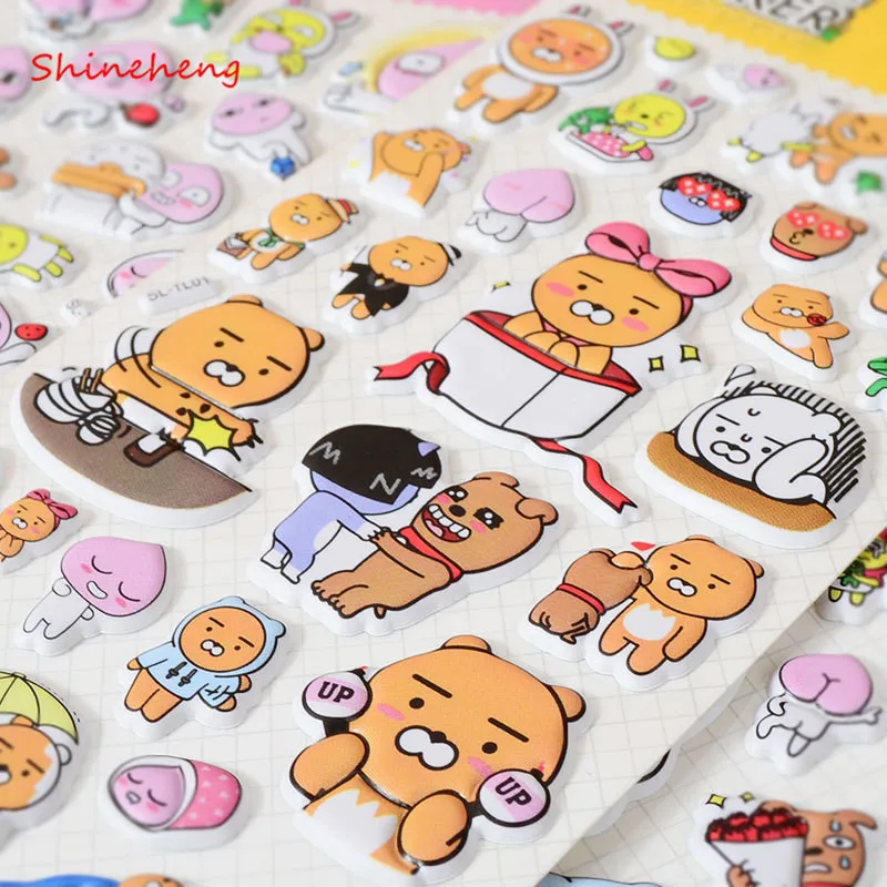 

SHINEHENG 4pcs/set DIY Ryan 3D Pop Up Stickers Apeach Muzi Neo Con Frodo Jay-z Tube Cute Cocoa Friend Toys