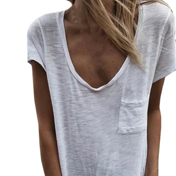 

Women Shirt Tops Cotton Blend Solid Pocket Decoration Short Sleeve Casual Fashion Summer White Purple Khaki Gray Bluas Lady