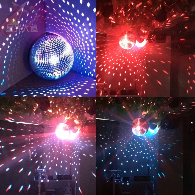 Thrisdar Dia25CM 30CM Rotating Reflection Glass Mirror Disco Ball With Motor and 10W RGB Beam Pinspot DJ Home Party Stage Light