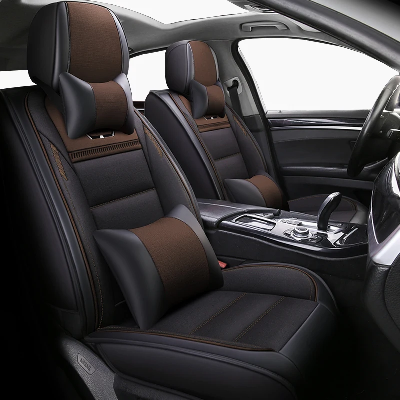 (Front+Rear)Leather&Flax auto seat covers for ford limited mondeo 3 4 mk3 mk4 ranger territory of 2