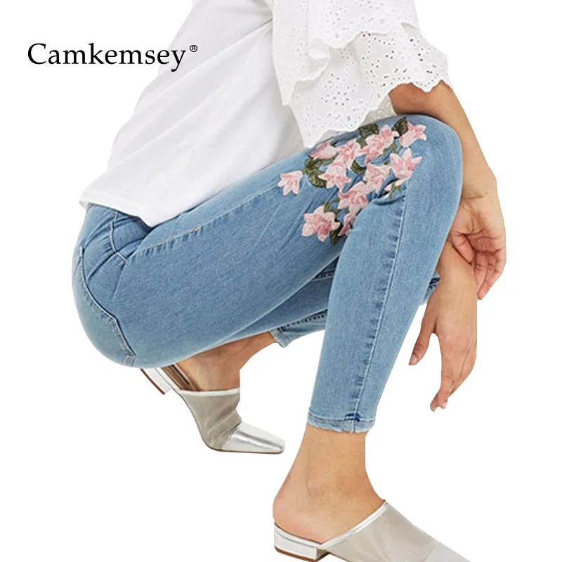 CamKemsey Floral Embroidery Stretch High Waist Jeans Woman Sexy Bodycon Skinny Jeans Women Denim Pants Capris Female Trousers CamKemsey Floral Embroidery Stretch High Waist Jeans Woman Sexy Bodycon Skinny Jeans Women Denim Pants Capris Female Trousers