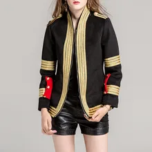 Роскошный жакет для подиума женские Высокое качество золотые полосы вышивка Новая мода Зимние черные сапоги женское осеннее пальто Casacos женский