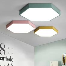 Nordic simple ultra-thin geometric hexagonal ceiling lamp modern macarons colorful iron LED dimming ceiling lighting fixture macarons ceiling lamps rose colors metal lamp body acrylic lamp shade colorful post modern ceiling light led lighting fixture