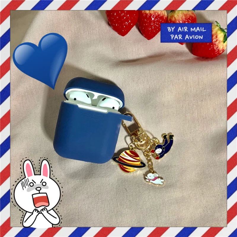 

Retro Astronaut Planet Rabbit Keychain Anti-fall Silicone Case Apple Airpods Accessories Earphone Bluetooth Cover Keyring
