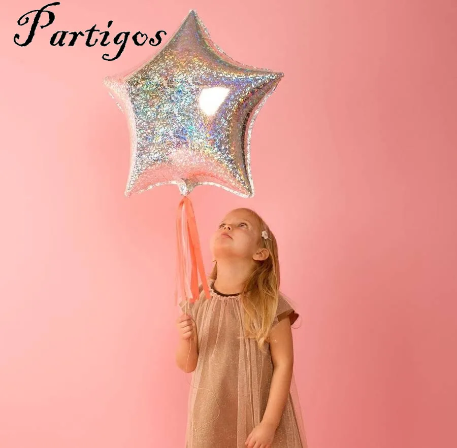 5 unids/lote 18 pulgadas metálico láser Star Foil Globos boda bebé ducha nupcial fiesta de cumpleaños decoración helio Globos inflables regalo