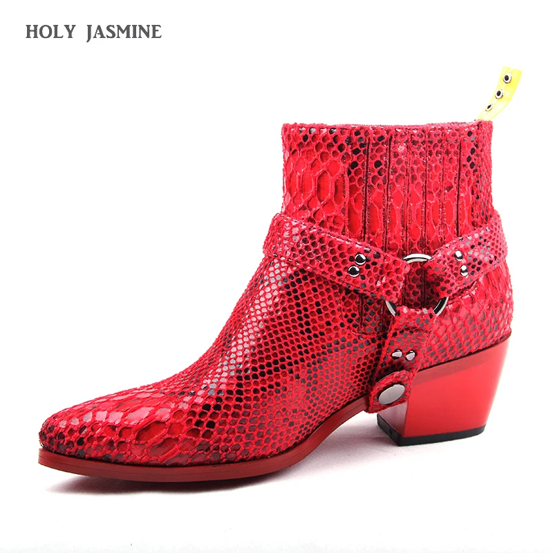 pointed toe snake print booties