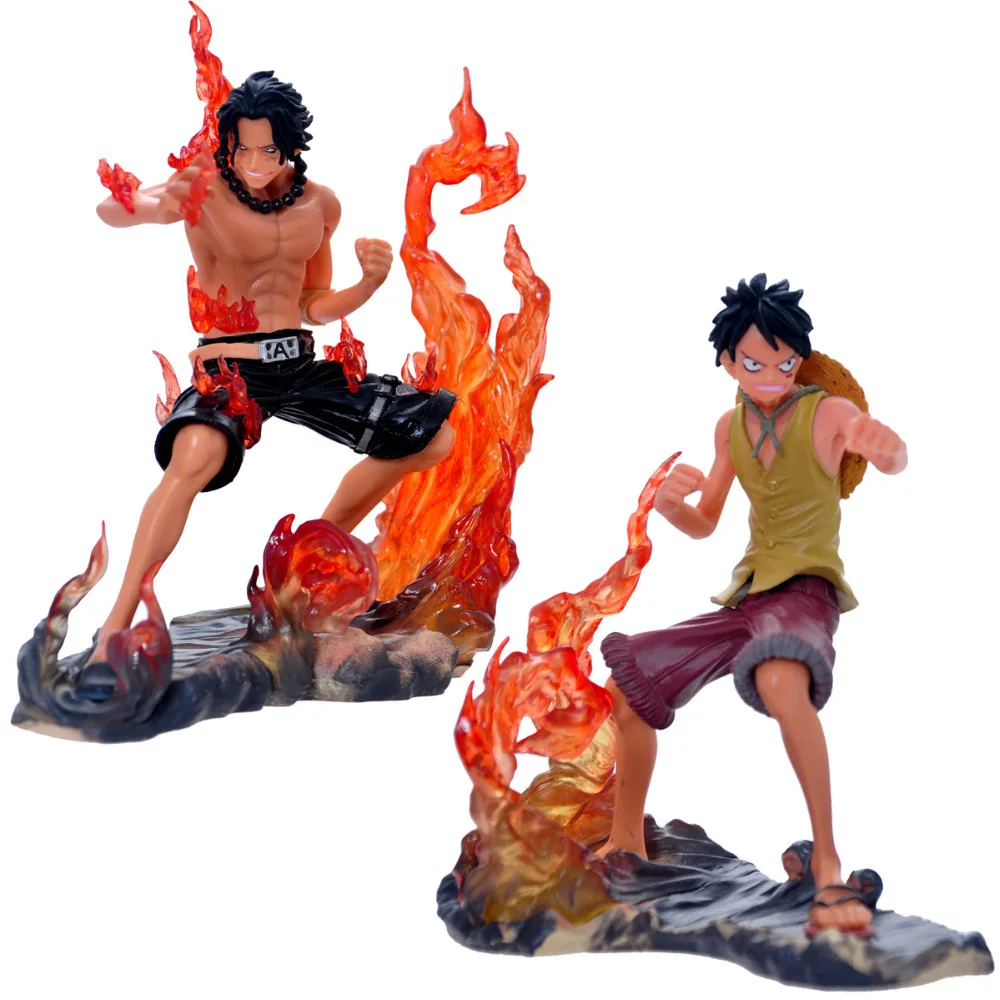 

2pcs/set 15cm Monkey D. Luffy Ace One Piece Action Figures Anime PVC brinquedos Collection Figures toys with Retail box