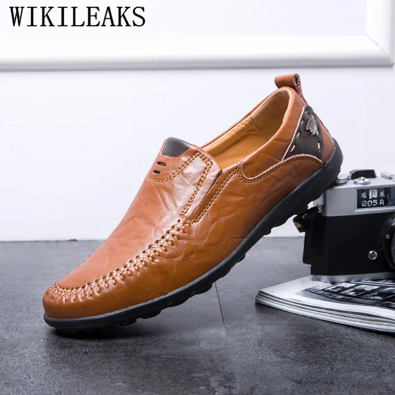 Мужская обувь высокого качества, лоферы из натуральной кожи, мужская повседневная обувь, обувь для папы, chaussure homme cuir ayakkabi - Цвет: Коричневый