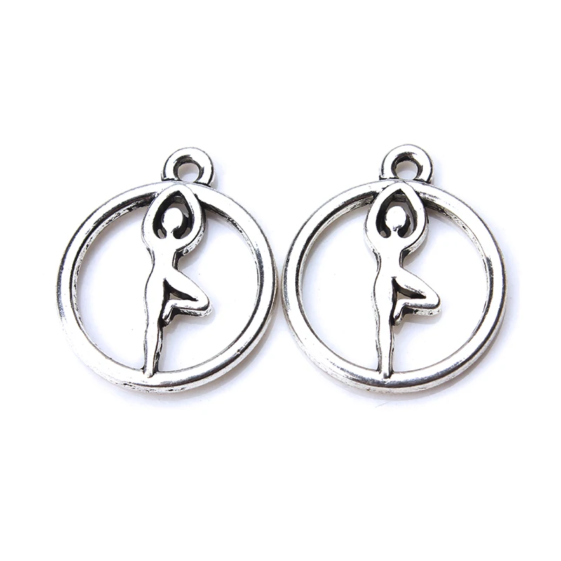 

10pcs/lot Cute Yoga lady charms antique silver tone for women diy charms necklace & pendant jewelry accessories findings