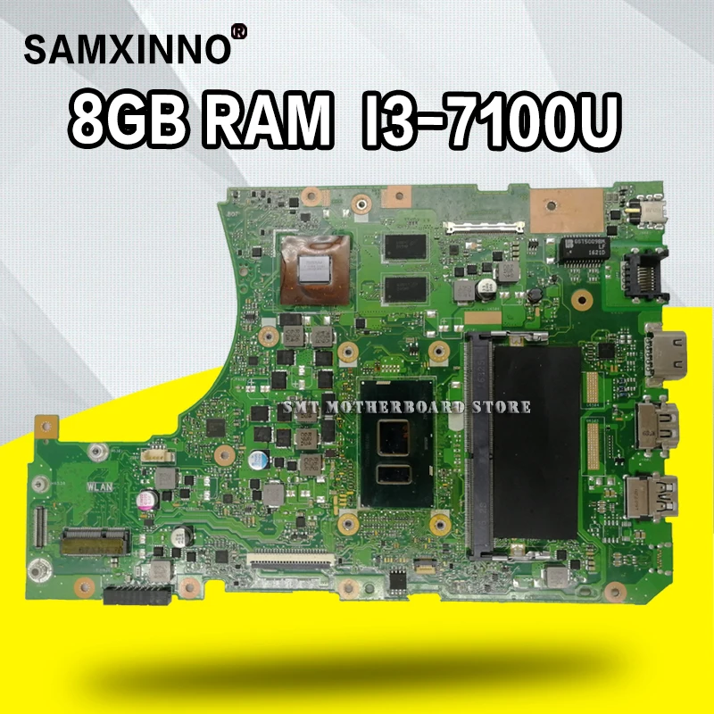 

With 8GB RAM I3-7100U CPU X556UQK mainboard For ASUS X556UV X556U X556UQK X556UQ laptop motherboard Tested Working