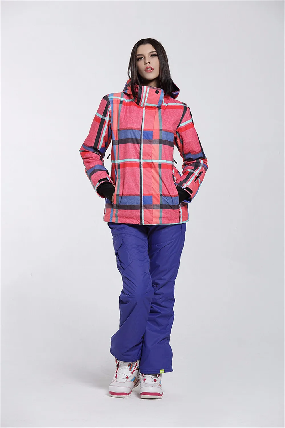 Цветочный толстый женский лыжный костюм наборы зимний сноуборд куртка+ брюки водонепроницаемые дышащие зимние пальто