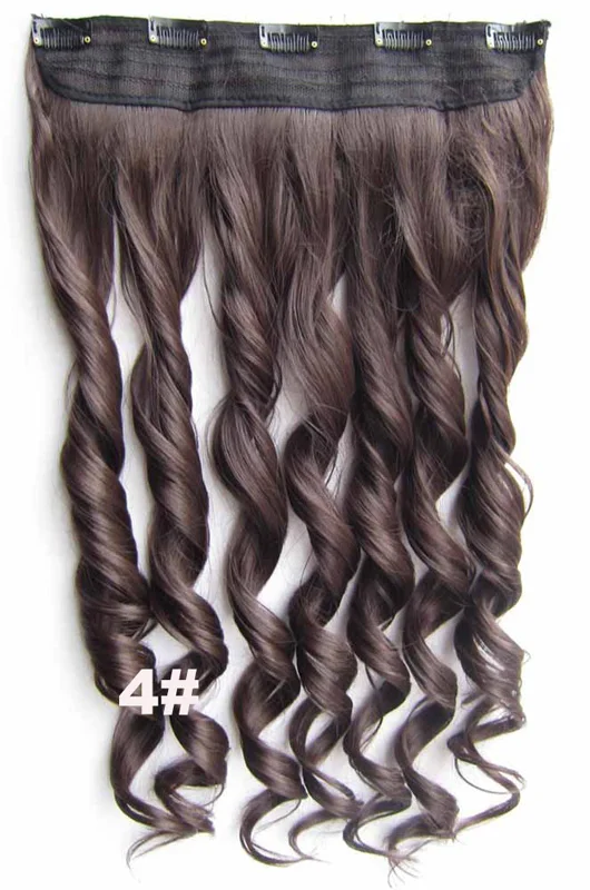 10 шт/лот Клип В синтетических волос длинные на заколке на волнистые шиньоны один шиньон из вьющихся волос 100 цвета доступны GS888 130 г, 24" - Цвет: GS888 Color 4