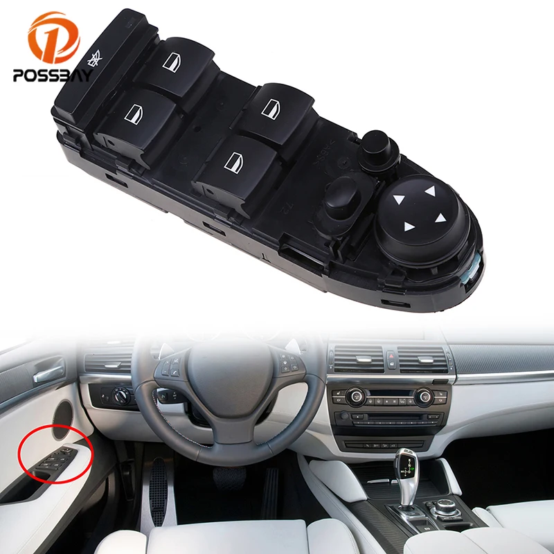 

POSSBAY Power Window Master Control Switch Button for BMW X6 Hybird E72 2009-2011 61319218044 Front Electric Window Switch